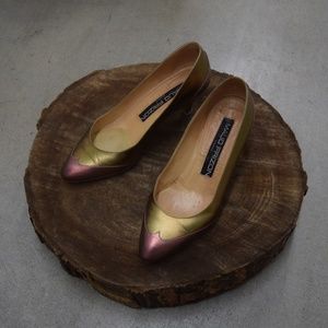 MAUD FRIZON Paris Gold Rose Leather Pumps 35.5